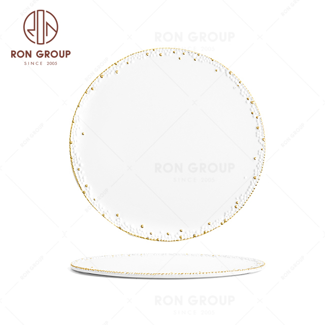 RNPCG2221-2222 High Quality FAFARTC Series Restaurant Hotel Bar Cafe Wedding White Gold Round Dish
