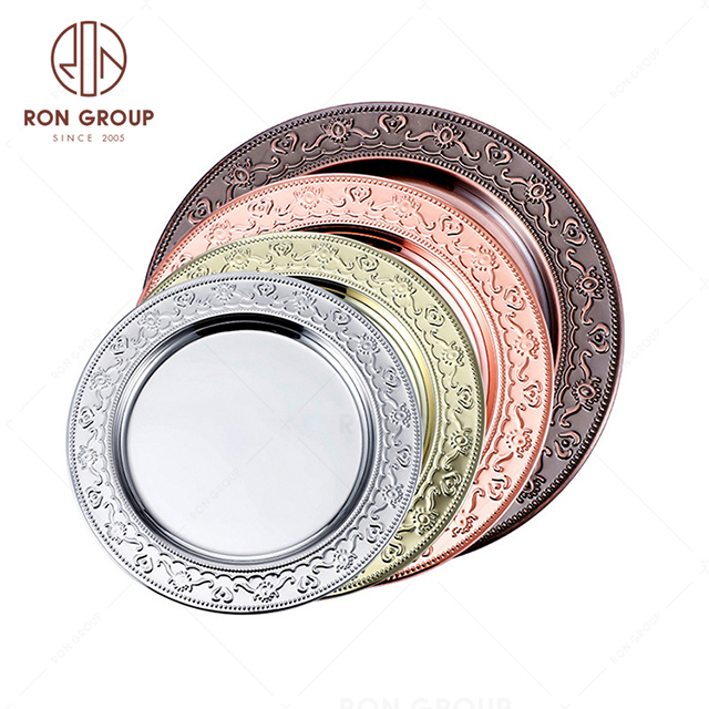 RNPKS228-1 Wholesale Dining Plate Restaurant Hotel Bar Cafe Wedding Stainless Steel Plate