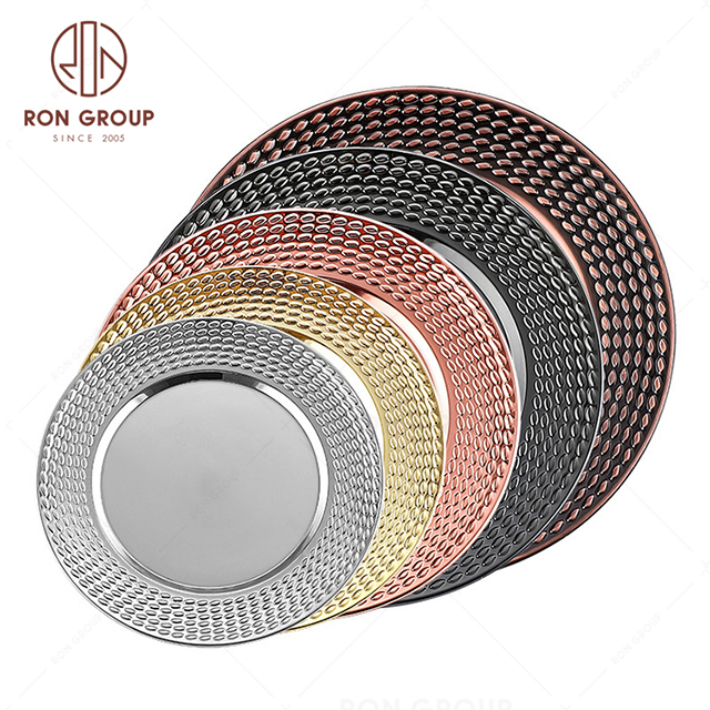 RNPKS228-12 Hot Sale Dining Plate Restaurant Hotel Bar Cafe Wedding Stainless Steel Plate
