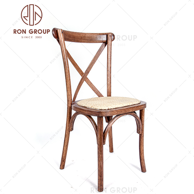 Cheap Hotel Furniture Wooden Stackable Cross Back Dining Wedding Events Chair