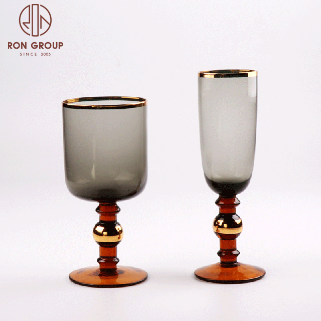 Wholesale High Quality Gold Rim Champagne Glass Wine Glass Set