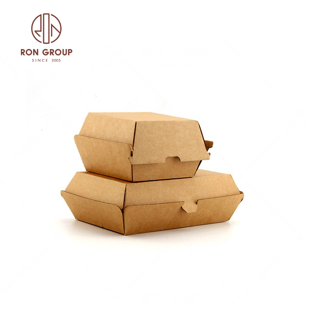 Custom Logo Wholesale Lunch Food Grade Packaging Kraft Paper Take Away Food Boxes