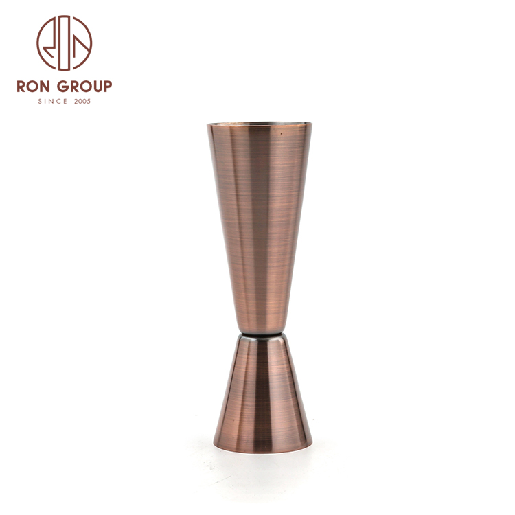  Gold Copper Coated Stainless Steel Bartender Tools Bar Cocktail Tools Double Jigger Measuring Cup