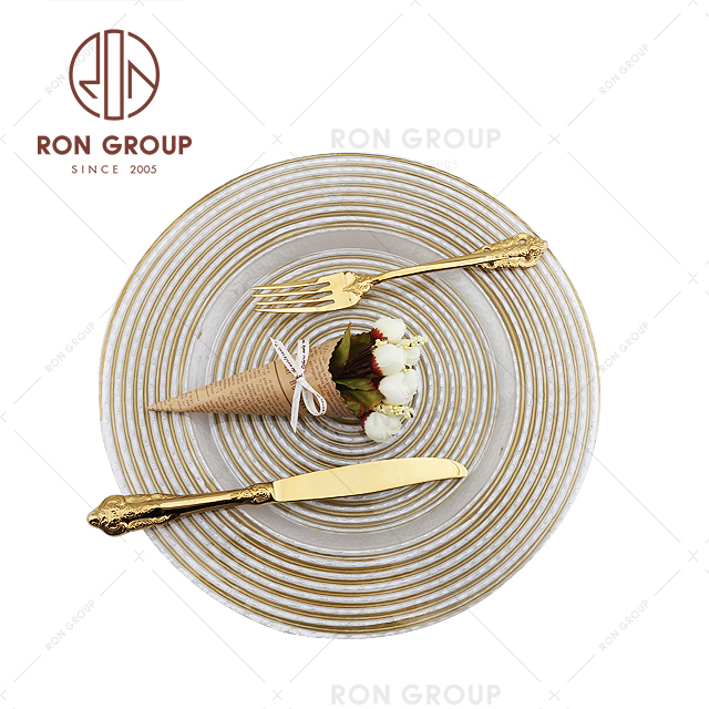 High Quality 12.5" Dinner Under Decorative Glass Gold Chargers Plates for Wedding