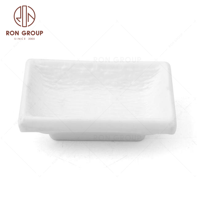 MN0329 White color restaurant tableware hotel club bar banquet party wedding prefered daytime Melamine rectangular sauce disc