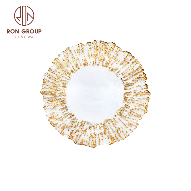 Luxury Elegant Glass Wedding Party Charger Plates Decorative Tableware Set