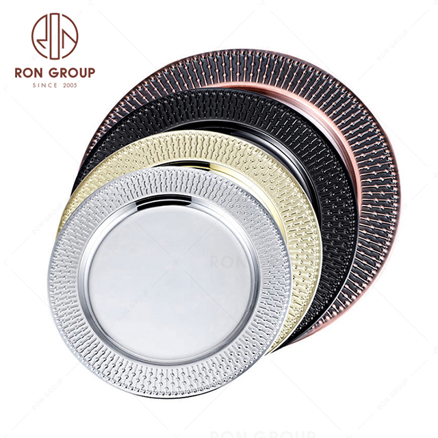 RNPKS228-13 Hot Sales Dining Plate Restaurant Hotel Bar Cafe Wedding Stainless Steel Plate