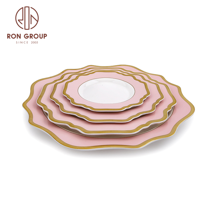 Luxury porcelain restaurant ceramic dinner plates sets for wedding party event