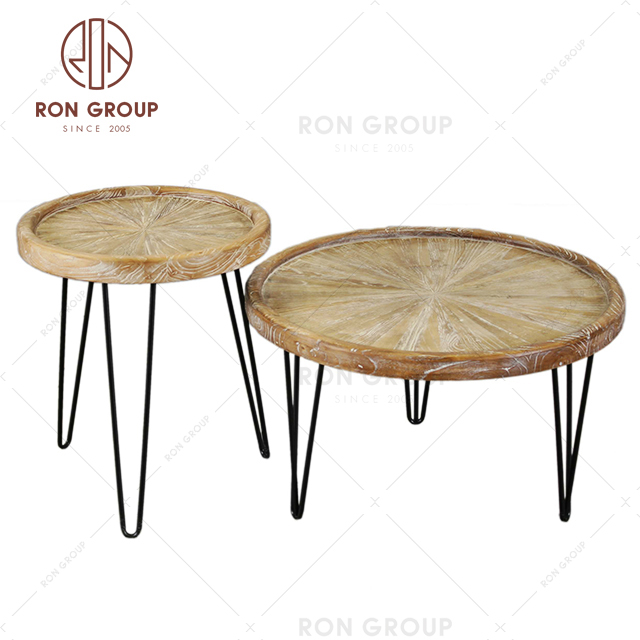 Factory supply custom antique round old elm wooden round coffee table