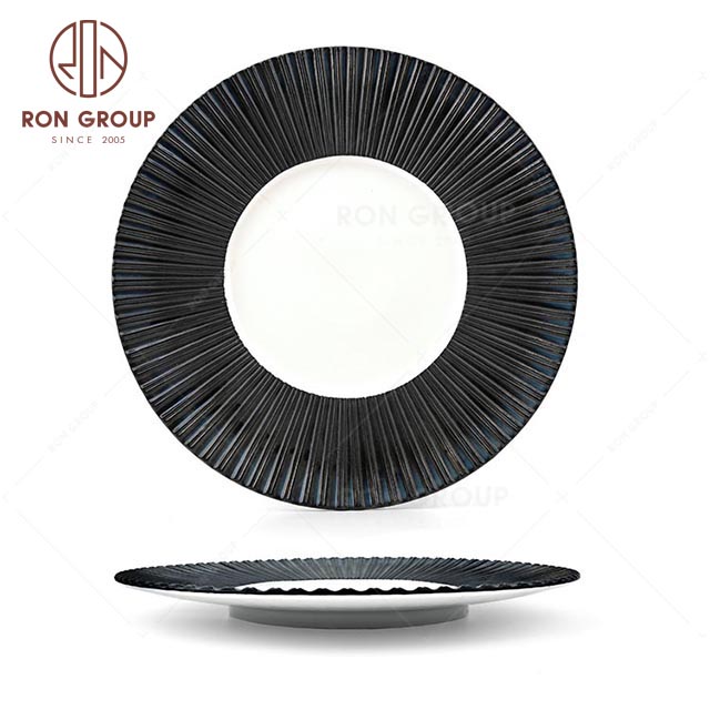 RNPCM051B Noble and elegant 10.75inch shallow dish restaurant wedding banquet decorate ceramic dinner tableware