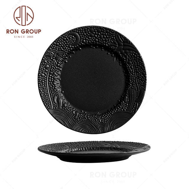 RNPCG2206 Factory Wholesale FAFARTC Series Restaurant Hotel Bar Cafe Wedding Black Round Plate