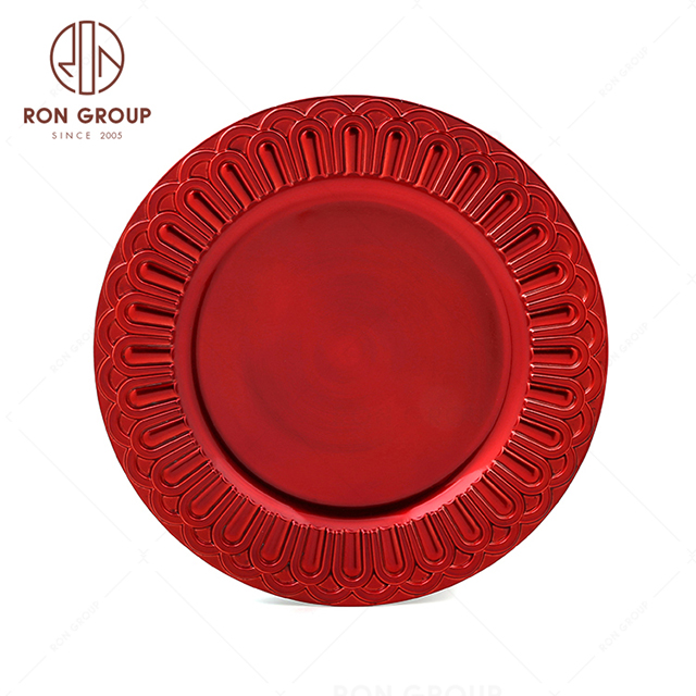 RonGroup High Quality Event Plastic Charger Plate  - Simple Red Wedding Plate 