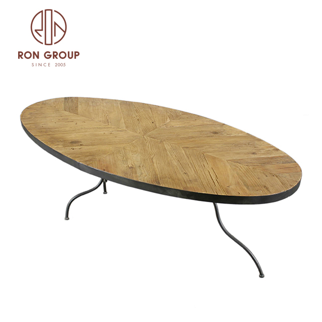Metal Hairpin Legs Wood Dining Table For Event Wedding